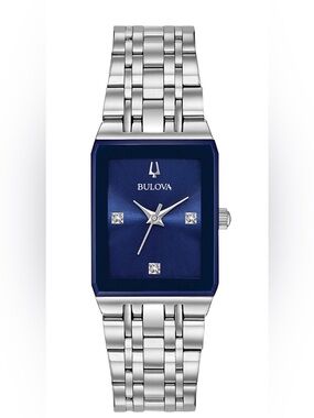 Gorgeous Bulova Watch with Deep Blue Rectangular Dial